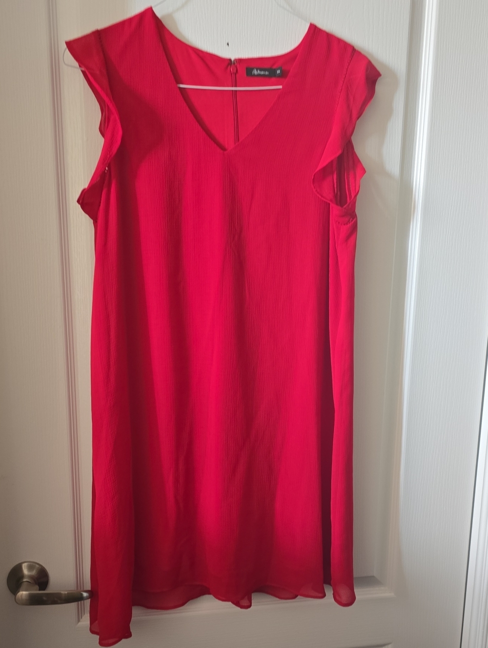 Reutmans -Bright Pink V-Neck Flutter Sleeve Mini Dress Size M